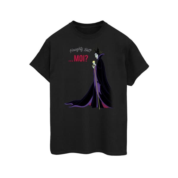 Disney Dam/kvinnor Maleficent Christmas Naughty List Boyfriend T-shirt i bomull