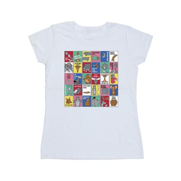 Tom And Jerry Womens/Ladies Grid Squares Cotton T-Shirt