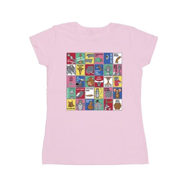 Tom And Jerry Womens/Ladies Grid Squares Cotton T-Shirt