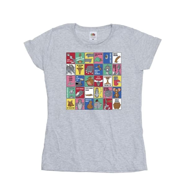 Tom And Jerry Womens/Ladies Grid Squares Cotton T-Shirt