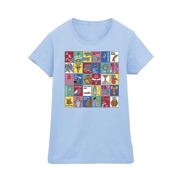 Tom And Jerry Womens/Ladies Grid Squares Cotton T-Shirt