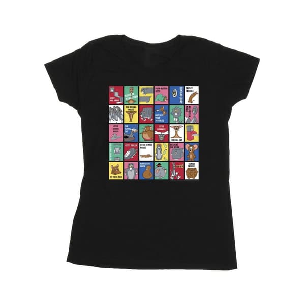 Tom And Jerry Womens/Ladies Grid Squares Cotton T-Shirt