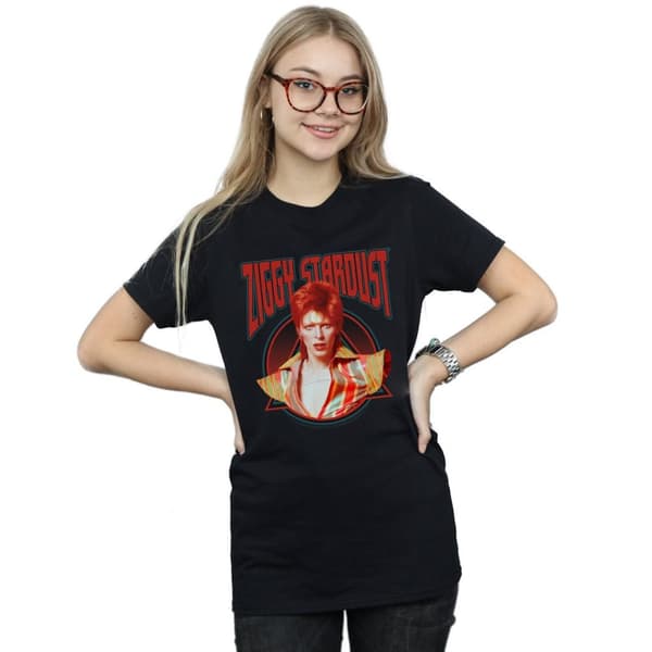 David Bowie Womens/Ladies Ziggy Stardust Boyfriend Fit Cotton Boyfriend T-Shirt