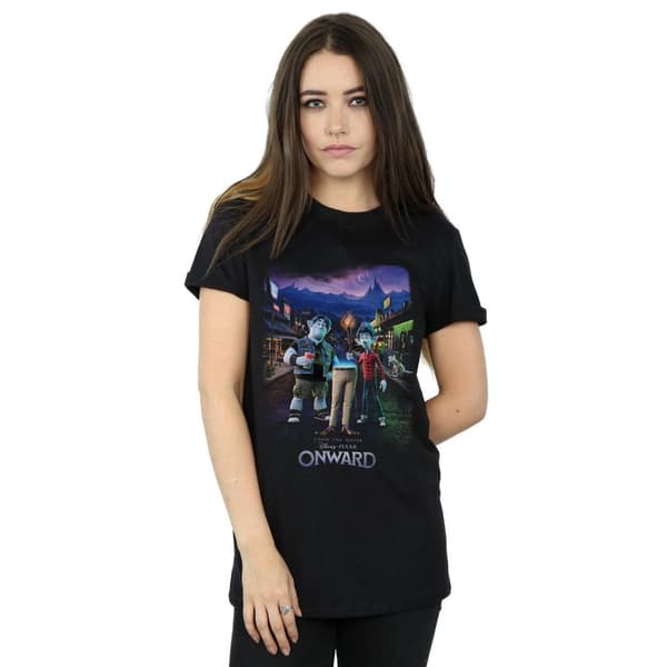 Disney Womens/Ladies Onward Character Poster Cotton Boyfriend T-Shirt