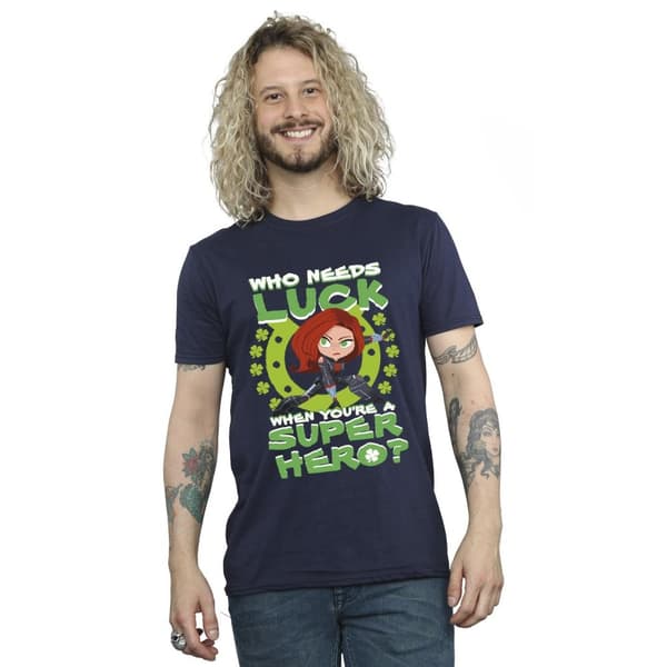 Marvel Mens St Patrick´s Day Black Widow Luck T-Shirt