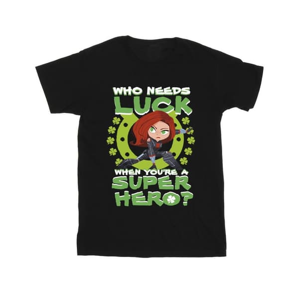 Marvel Mens St Patrick´s Day Black Widow Luck T-Shirt
