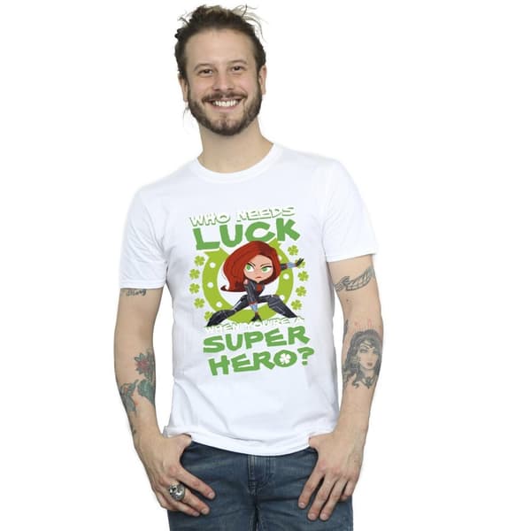 Marvel Mens St Patrick´s Day Black Widow Luck T-Shirt
