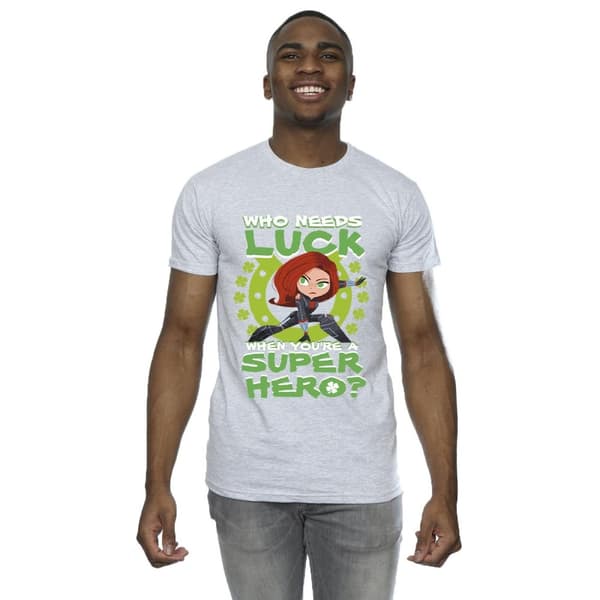 Marvel Mens St Patrick´s Day Black Widow Luck T-Shirt