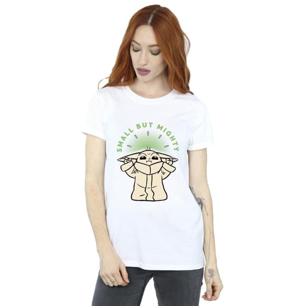 Star Wars Womens/Ladies The Mandalorian Small But Mighty Grogu Cotton Boyfriend T-Shirt