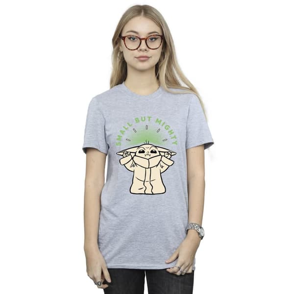 Star Wars Womens/Ladies The Mandalorian Small But Mighty Grogu Cotton Boyfriend T-Shirt