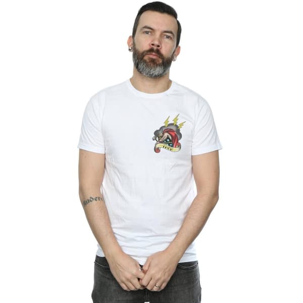 Marvel Mens Thor Tattoo Breast Print T-Shirt