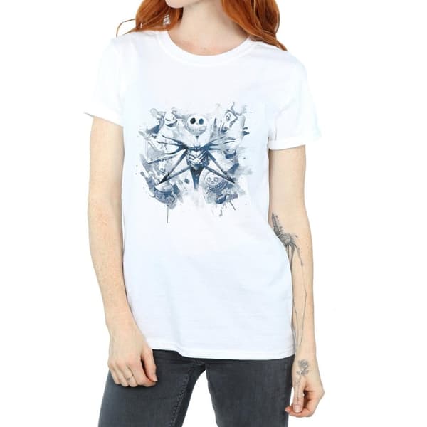 Disney Womens/Ladies Nightmare Before Christmas Paint Spray Carers Cotton Boyfriend T-Shirt