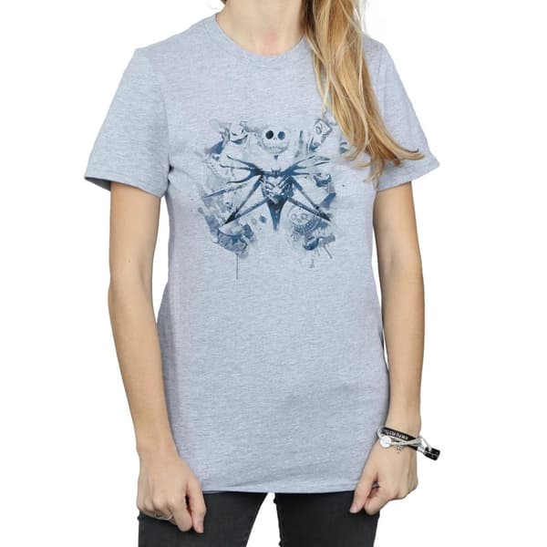 Disney Womens/Ladies Nightmare Before Christmas Paint Spray Carers Cotton Boyfriend T-Shirt