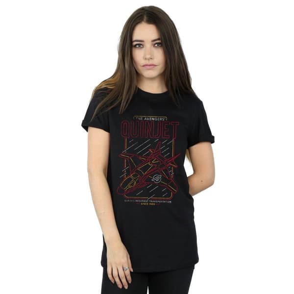 Marvel Womens/Ladies The Avengers Quinjet Cotton Boyfriend T-Shirt