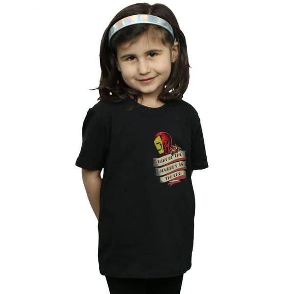 Marvel Girls Iron Man Tattoo Journey Breast Print Cotton T-Shirt