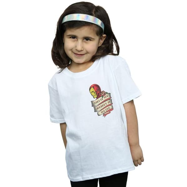 Marvel Girls Iron Man Tattoo Journey Breast Print Cotton T-Shirt