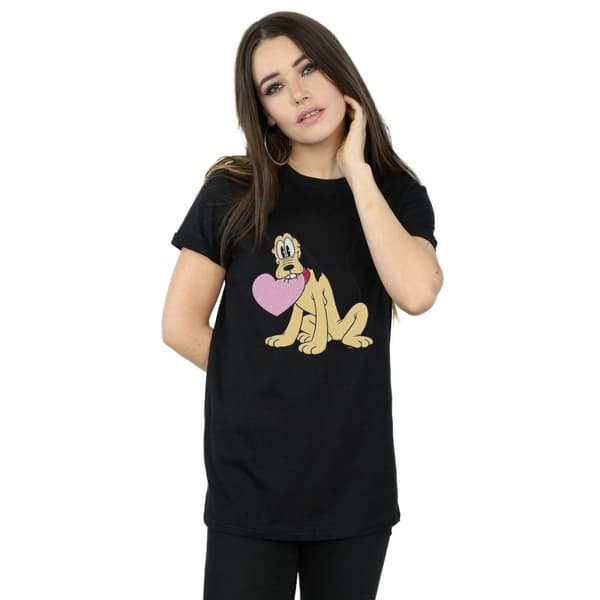 Disney Womens/Ladies Pluto Love Heart Cotton Boyfriend T-Shirt
