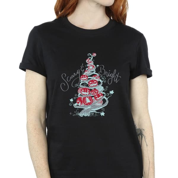 Disney Womens/Ladies The Nightmare Before Christmas Scary & Bright Cotton Boyfriend T-Shirt