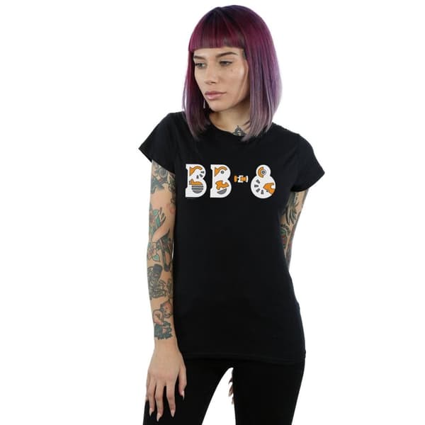 Star Wars Womens/Ladies The Rise Of Skywalker BB-8 Text Logo Cotton T-Shirt