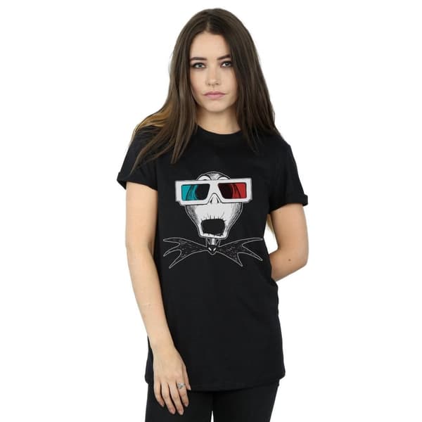 Disney Dam/kvinnor Nightmare Before Christmas Jack Skellington 3D-glasögon Boyfriend T-shirt i bomull