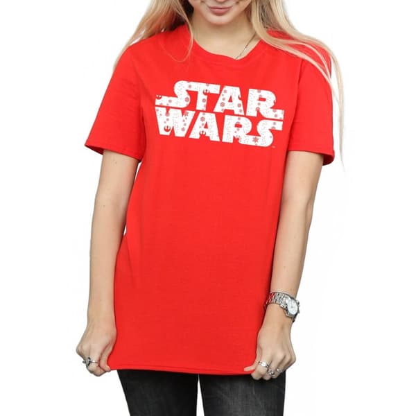 Star Wars Dam/Tjej - Boyfriend-t-shirt i bomull med jullogo
