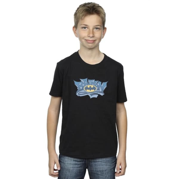 DC Comics T-shirt med Batman-graffiti-logotyp för pojkar