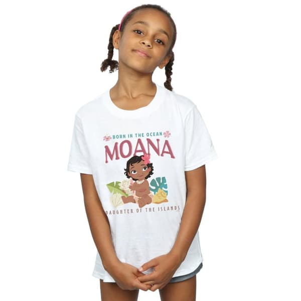 Disney Girls Moana Born In The Ocean Cotton T-Shirt
