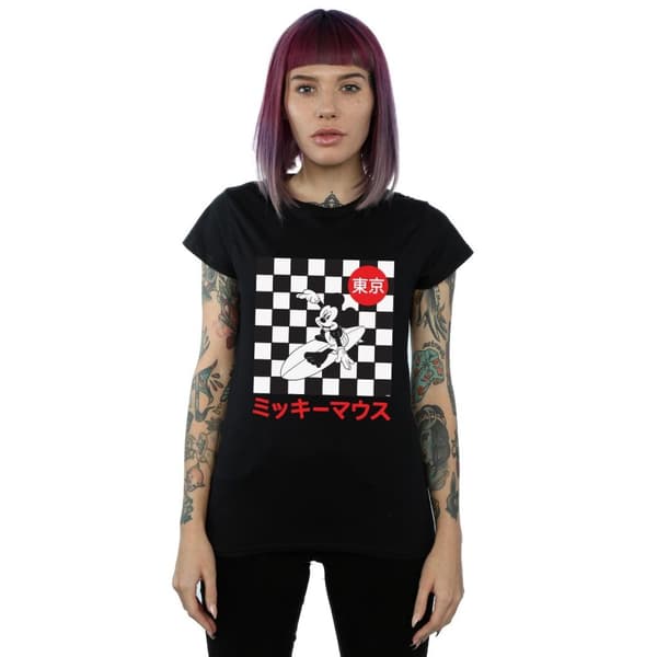 Disney Womens/Ladies Mickey Mouse Surfing Cotton T-Shirt