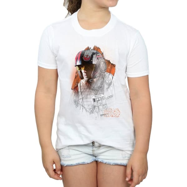 Star Wars Girls The Last Jedi Poe Dameron Brushed Cotton T-Shirt