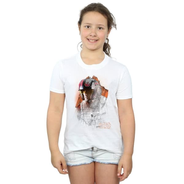 Star Wars Girls The Last Jedi Poe Dameron Brushed Cotton T-Shirt