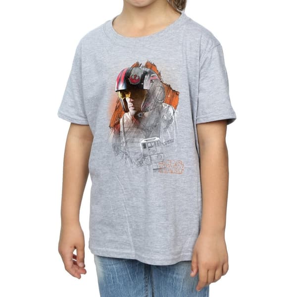 Star Wars Girls The Last Jedi Poe Dameron Brushed Cotton T-Shirt