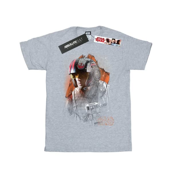 Star Wars Girls The Last Jedi Poe Dameron Brushed Cotton T-Shirt