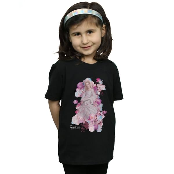Disney Girls Maleficent Mistress Of Evil Aurora Rose Bush Cotton T-Shirt