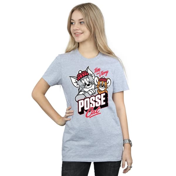 Tom And Jerry Womens/Ladies Posse Cat Cotton Boyfriend T-Shirt