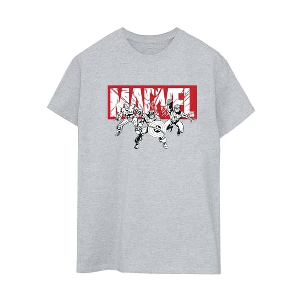 Marvel Womens/Ladies Comics Hero Group Cotton Boyfriend T-Shirt