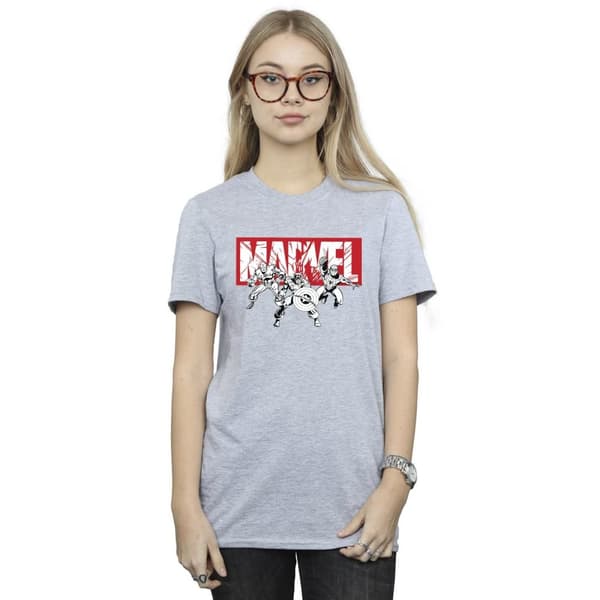 Marvel Womens/Ladies Comics Hero Group Cotton Boyfriend T-Shirt