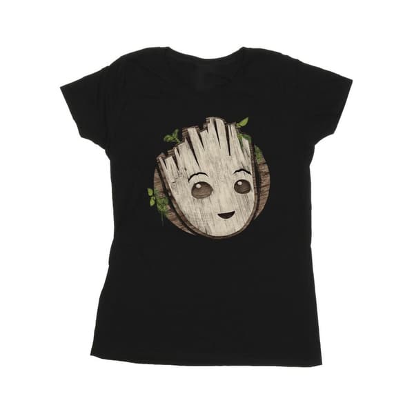 Marvel Womens/Ladies I Am Groot Wooden Head Cotton T-Shirt