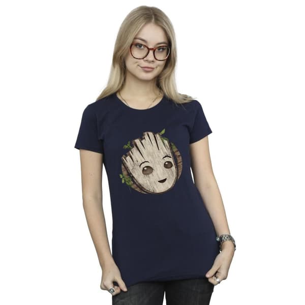 Marvel Womens/Ladies I Am Groot Wooden Head Cotton T-Shirt