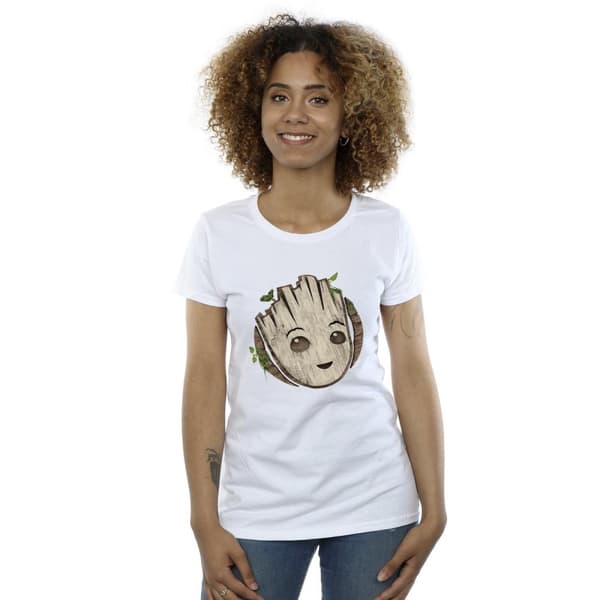 Marvel Womens/Ladies I Am Groot Wooden Head Cotton T-Shirt