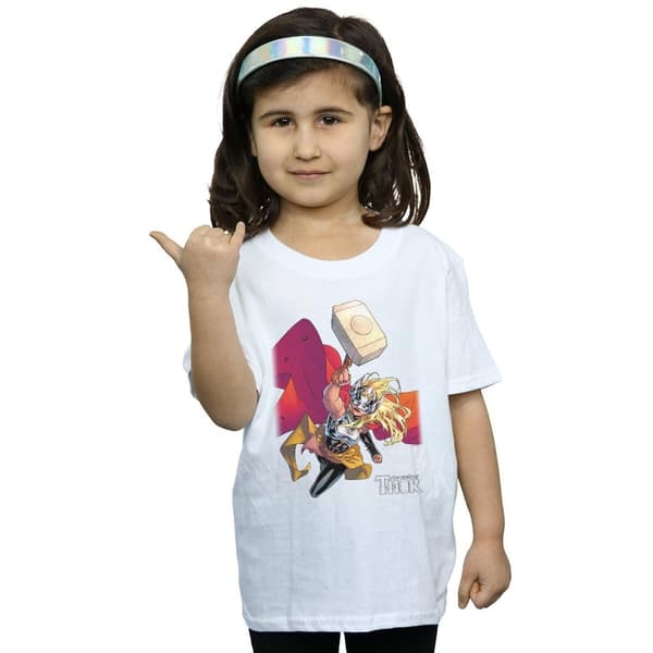 Marvel The Mighty Thor Mjolnir bomulls-T-shirt för flickor