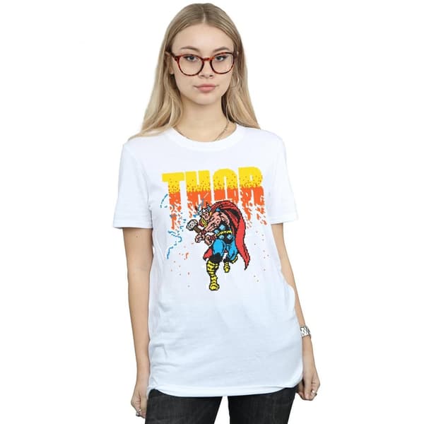 Marvel Womens/Ladies Thor Pixelated Cotton Boyfriend T-Shirt