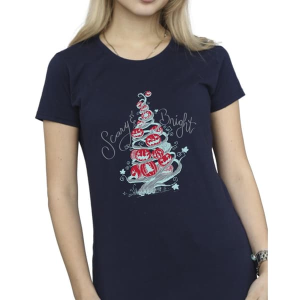 Disney Womens/Ladies The Nightmare Before Christmas Scary & Bright Cotton T-Shirt