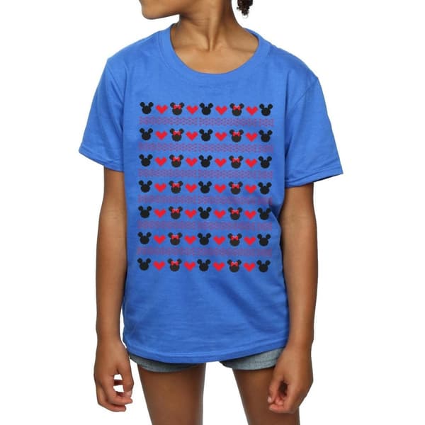 Disney Girls Mickey And Minnie Christmas Hearts Cotton T-Shirt