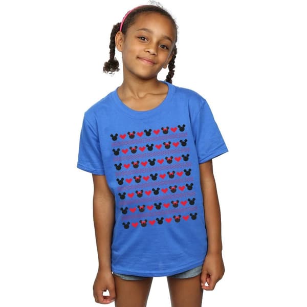 Disney Girls Mickey And Minnie Christmas Hearts Cotton T-Shirt