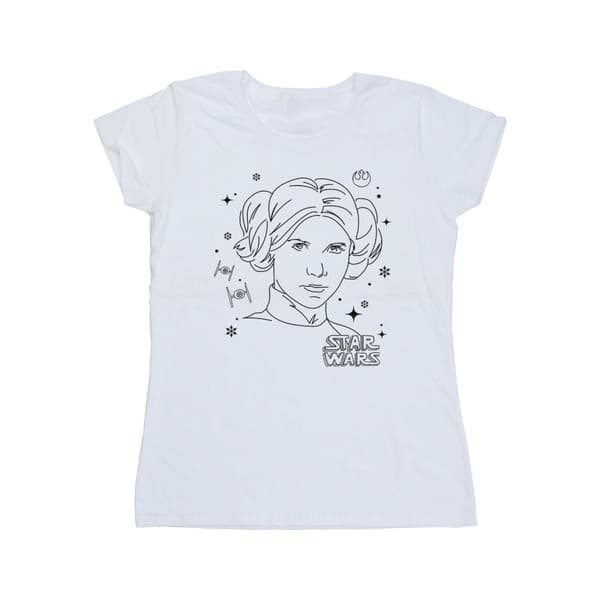 Star Wars Womens/Ladies Episode IV: A New Hope Leia Christmas Sketch Cotton T-Shirt