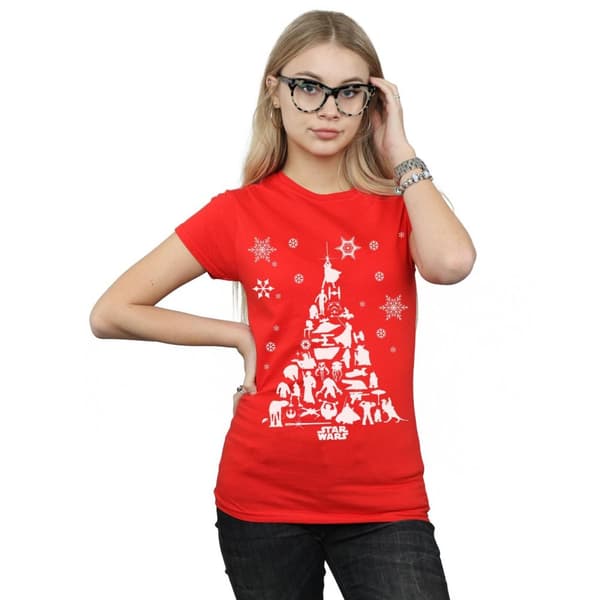 Star Wars T-shirt i bomull med julgran för kvinnor/damer
