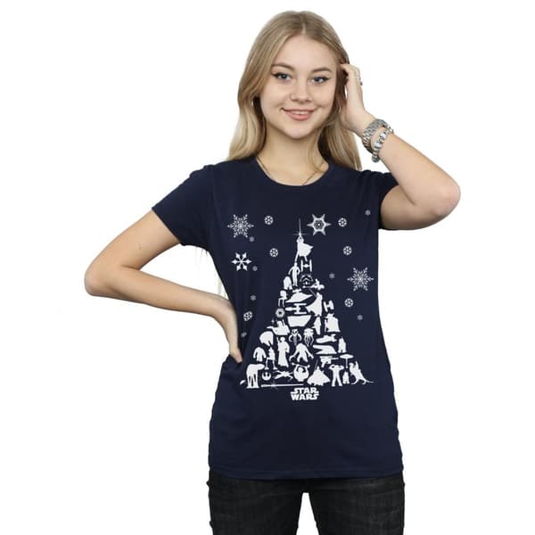 Star Wars T-shirt i bomull med julgran för kvinnor/damer