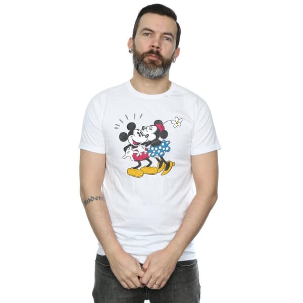 Disney Mens Mickey Mouse Mickey And Minnie Kiss T-shirt