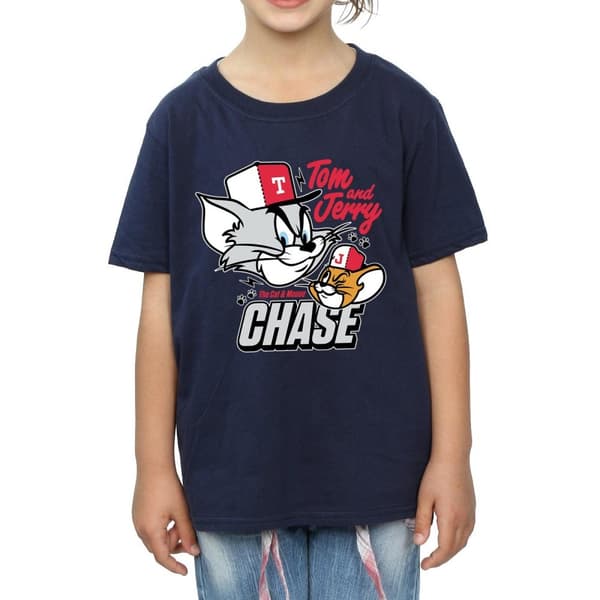Tom And Jerry T-shirt i bomull för flickor - Cat & Mouse Chase