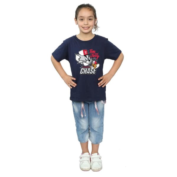 Tom And Jerry T-shirt i bomull för flickor - Cat & Mouse Chase